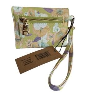 Brand New Steve Madden Yellow Green Floral Card Wallet w/ Wristlet